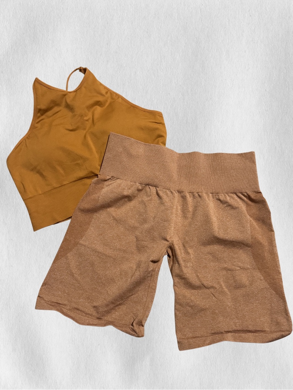 NVGTN Orange Crop Top and High-Waist Bike Shorts Set - Picture 1 of 8